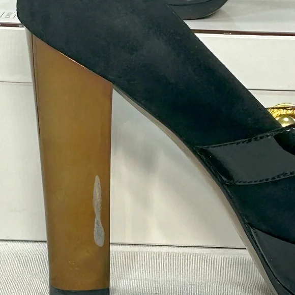 Women’s Coach Davine Platform Black Suede with Gold Heel Size 8 Great Condition! - Picture 7 of 16